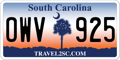 SC license plate OWV925