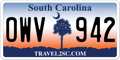 SC license plate OWV942
