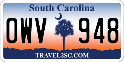 SC license plate OWV948