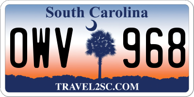 SC license plate OWV968