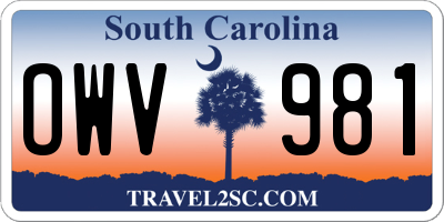 SC license plate OWV981