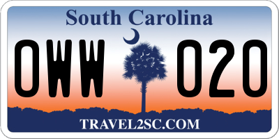 SC license plate OWW020