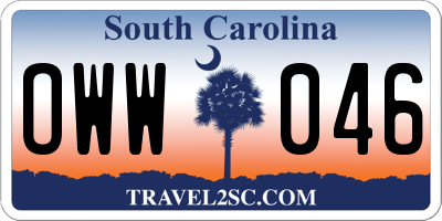SC license plate OWW046