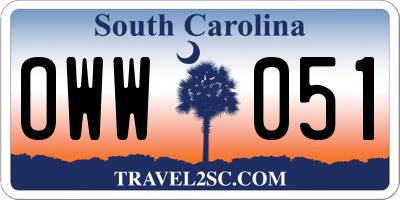 SC license plate OWW051
