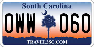 SC license plate OWW060
