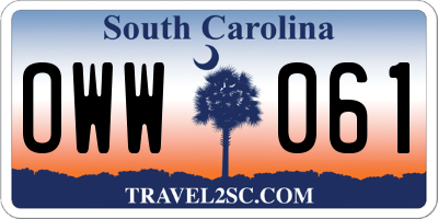 SC license plate OWW061