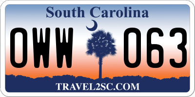SC license plate OWW063