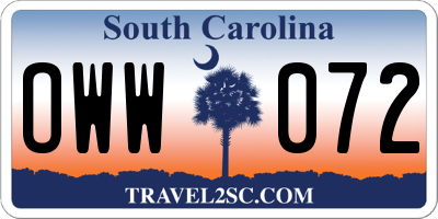 SC license plate OWW072