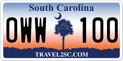 SC license plate OWW100