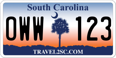 SC license plate OWW123