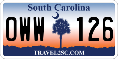 SC license plate OWW126