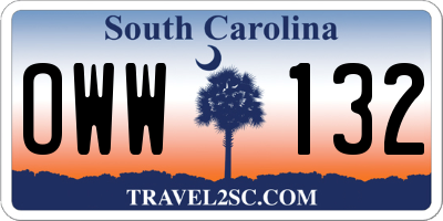 SC license plate OWW132