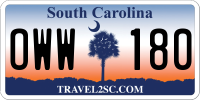 SC license plate OWW180