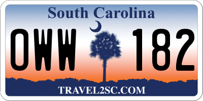 SC license plate OWW182