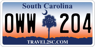 SC license plate OWW204