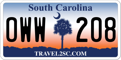 SC license plate OWW208