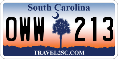 SC license plate OWW213