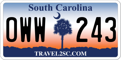 SC license plate OWW243