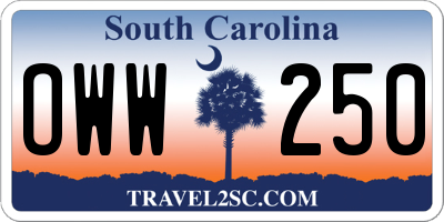 SC license plate OWW250