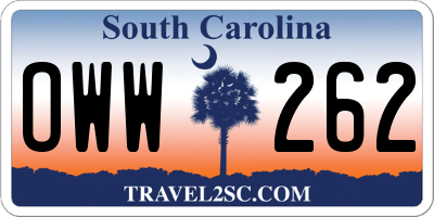 SC license plate OWW262