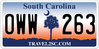 SC license plate OWW263