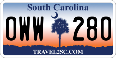 SC license plate OWW280