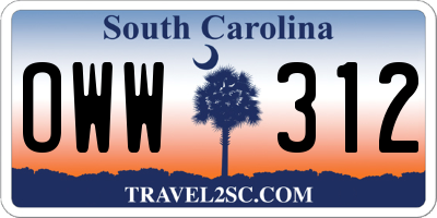 SC license plate OWW312
