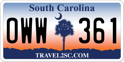 SC license plate OWW361