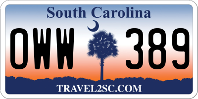 SC license plate OWW389