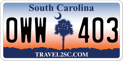 SC license plate OWW403