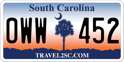 SC license plate OWW452