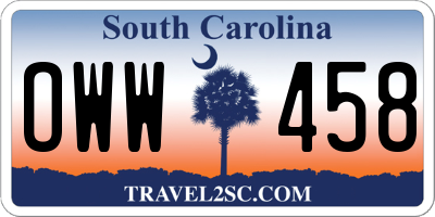 SC license plate OWW458