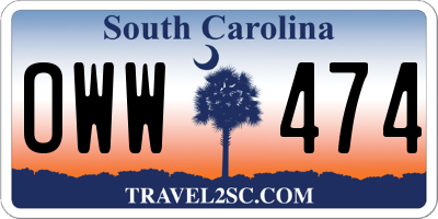 SC license plate OWW474
