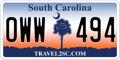 SC license plate OWW494