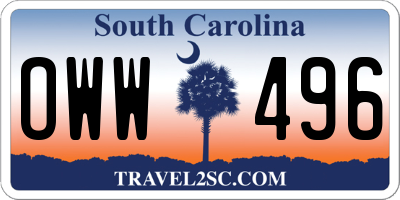 SC license plate OWW496