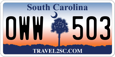 SC license plate OWW503
