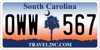 SC license plate OWW567