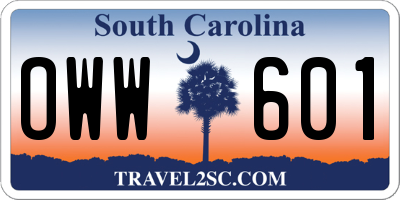 SC license plate OWW601