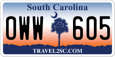 SC license plate OWW605