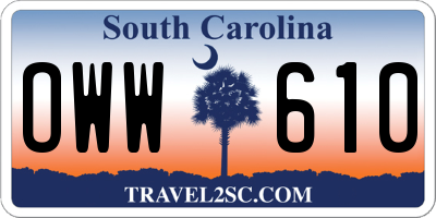SC license plate OWW610