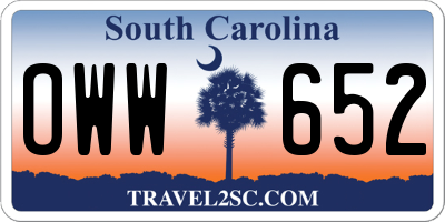 SC license plate OWW652