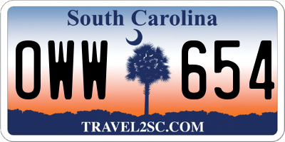 SC license plate OWW654
