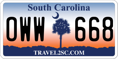 SC license plate OWW668
