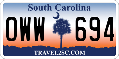 SC license plate OWW694