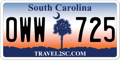 SC license plate OWW725