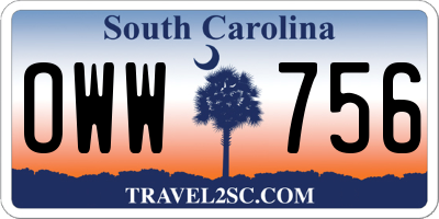 SC license plate OWW756