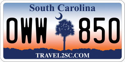 SC license plate OWW850