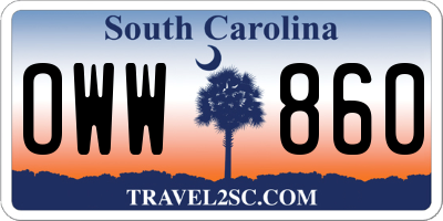SC license plate OWW860