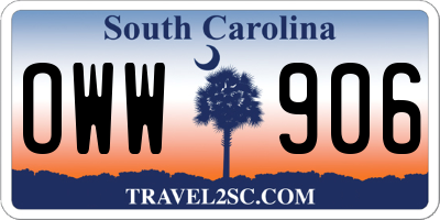 SC license plate OWW906