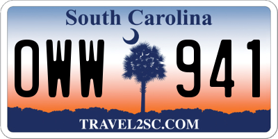 SC license plate OWW941